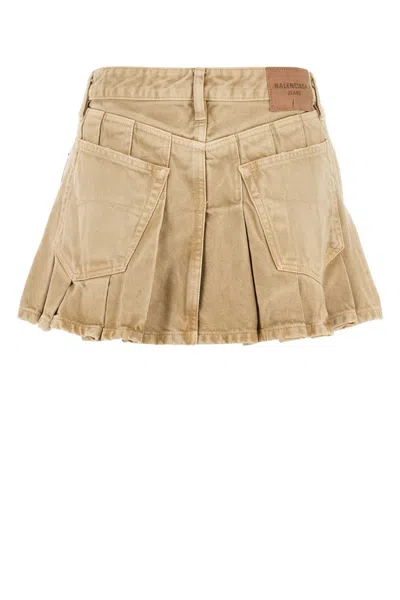 Balenciaga Women Beige Denim Mini Skirt In Neutral
