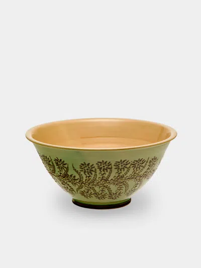 Poterie D’évires Poterie D'évires Flowers Hand-painted Ceramic Petite Salad Bowl In Multi