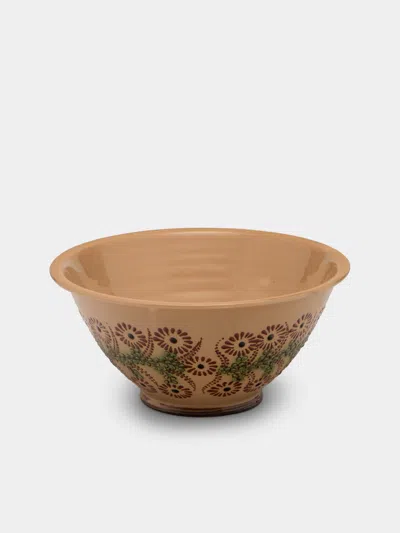 Poterie D’évires Poterie D'évires Flowers Hand-painted Ceramic Petite Salad Bowl In Multi