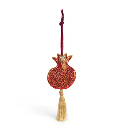 Harrods Beaded Pomegranate Tree Decoration In Red