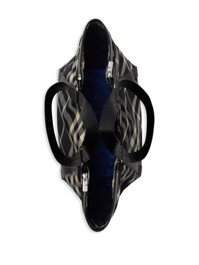 Burberry Checkered Pattern Shoulder Bags With Dual Handles In Black