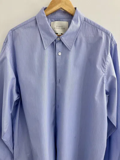 Pre-owned Studio Nicholson View Shirt In Officer Stripe In Blue