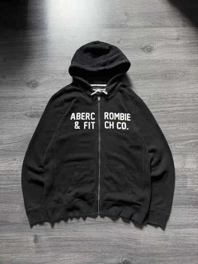 Pre-owned Abercrombie Fitch Vintage  New York Zip Up Hoodie In Black