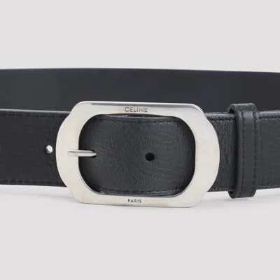 Celine Black 35mm Calf Leather Belt In Black