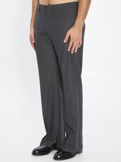 Celine Grey Wool Pants In Black