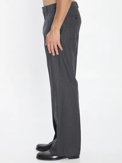 Celine Grey Wool Pants In Black