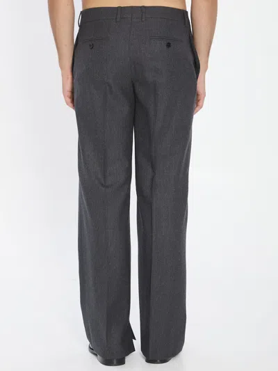 Celine Grey Wool Pants In Black