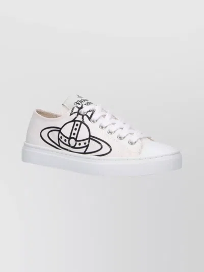 Vivienne Westwood Minimalist White Sneakers With Smooth Silhouette In White