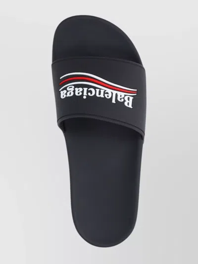 Balenciaga Slide Sandals With Open Toe And Flat Sole In Black