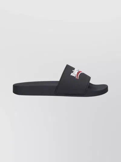 Balenciaga Slide Sandals With Open Toe And Flat Sole In Black