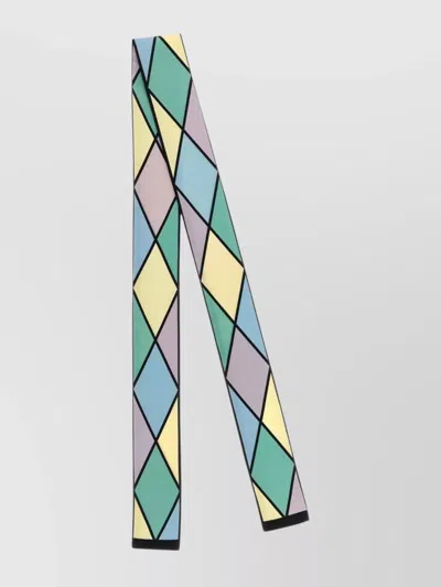 Valentino Geometric Pattern Lightweight Rectangular Scarf In Green