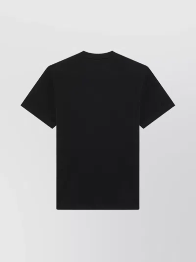 Moncler Blue T-shirt With Embroidered Tricolor Logo In Black