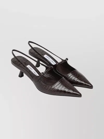 Jimmy Choo Didi 45 Brown Crocodile Effect Neckline In Brown