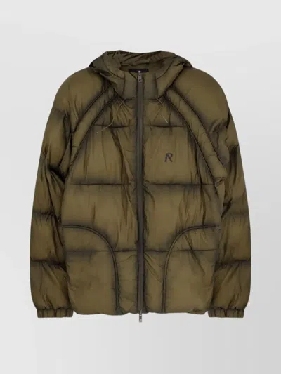 Represent Padded And Quilted Nylon Down Jacket In Green