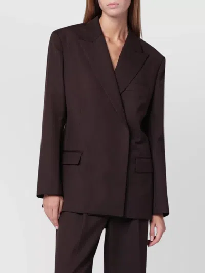 Anine Bing Single-breasted Wool Blend Jacket With Flap Pockets In Brown