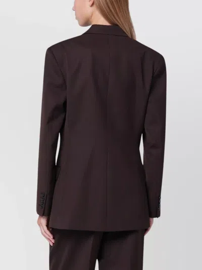 Anine Bing Single-breasted Wool Blend Jacket With Flap Pockets In Brown