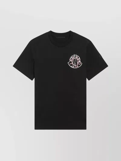 Moncler Crewneck T-shirt With Logo Print In Black