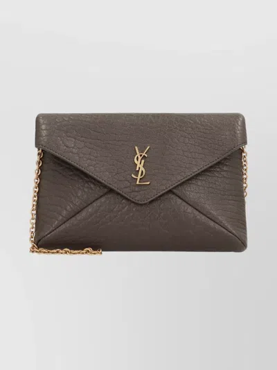 Saint Laurent Leather Shoulder Bag Chain Strap In Brown