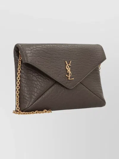 Saint Laurent Leather Shoulder Bag Chain Strap In Brown