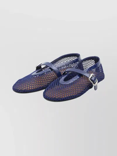 Alaïa Alaia Women Mesh Ballet Flats With Patent Leather Profile In Blue