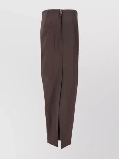 Rick Owens High Waist Skirt Front Slit In Brown