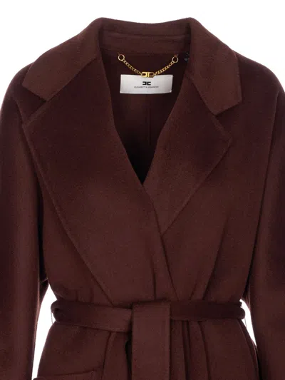 Elisabetta Franchi Coat Made Of Wool Blend Fabric In Brown