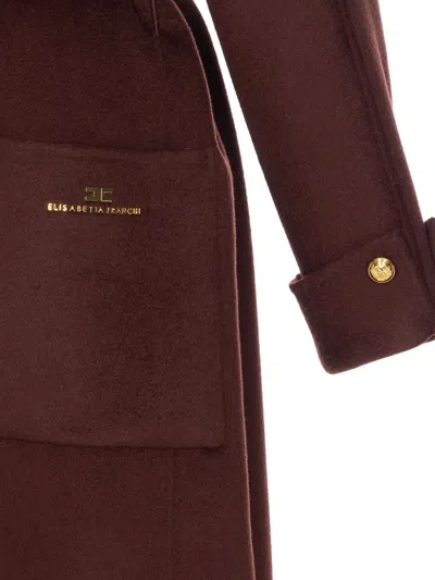 Elisabetta Franchi Coat Made Of Wool Blend Fabric In Brown