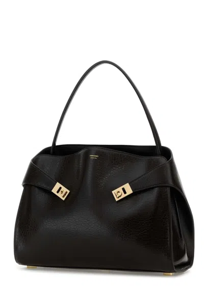 Ferragamo Structured Handbag With Fold-over Design And Gold-tone Hardware