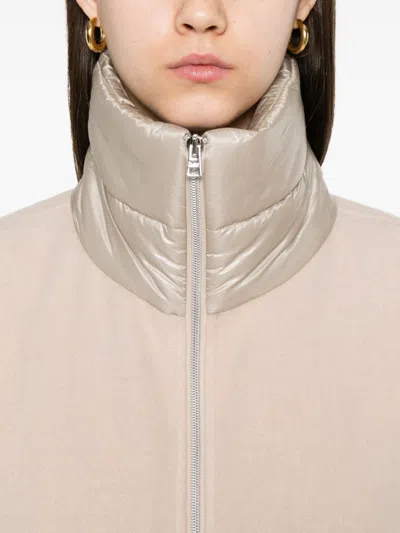 Herno Resort Poncho In Wool And Cashemre With Ultralight Nylon Details In Neutral