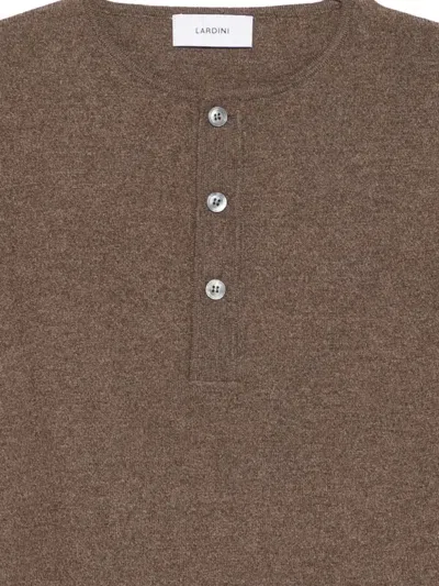 Lardini Crewneck Sweater With Ribbed Cuffs Size M In Brown