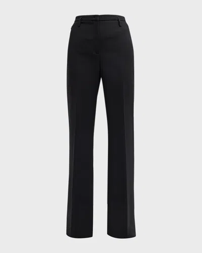 Akris Farrah Boot-cut Mid-rise Wool Pants In Black