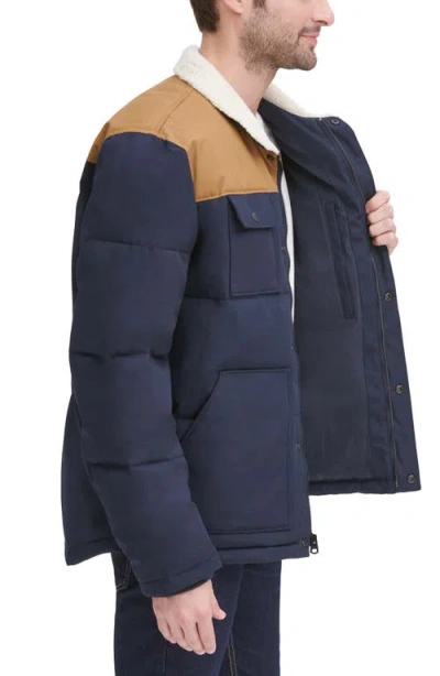 Levi's Woodsman High Pile Fleece Puffer Jacket In Blue