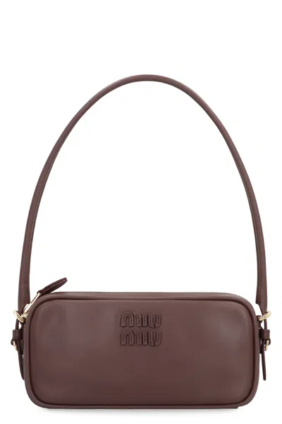 Miu Miu Leather Pouch In Brown