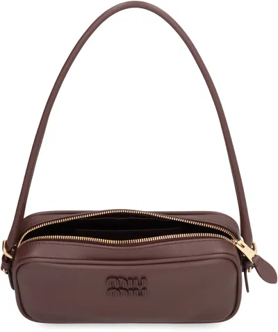 Miu Miu Leather Pouch In Brown