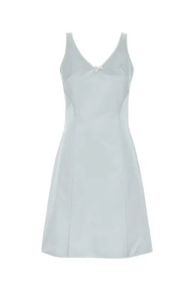 Miu Miu Satin Mini Dress Fitted Silhouette In White