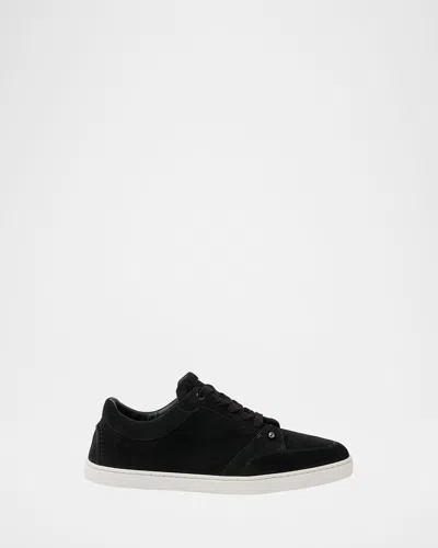 Christian Louboutin Men's Chambelisneak Collar-pin Suede Low-top Sneakers In Black