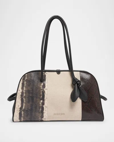 Jacquemus Le Turismo Snakeskin Top Handle Bowling Bag In Multi