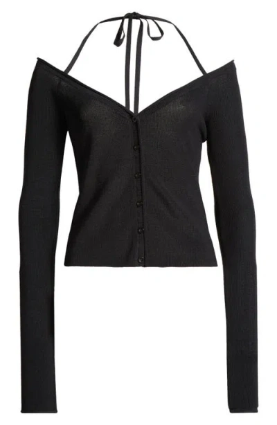 Good American Rib Off The Shoulder Top In Black