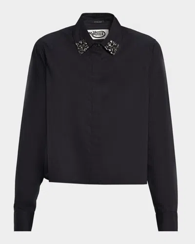 Mother Embellished-collar Shirt In Black