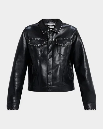 Mother The Bruiser Faux Leather Biker Jacket Black