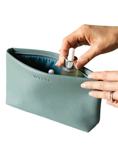 Wylys Double Rose Luminizer & Sage Verte Makeup Bag In White