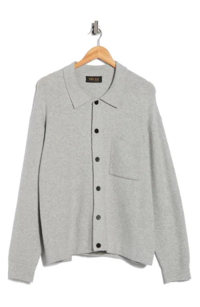 Truth Collared Button Front Cardigan In Gray