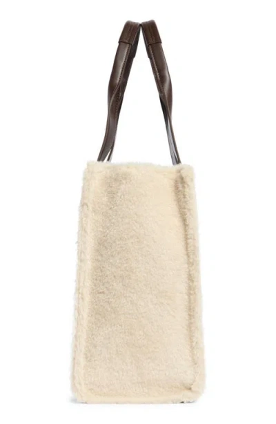 Bcbg Whipstitch Faux Shearling Tote Bag With Pouch
