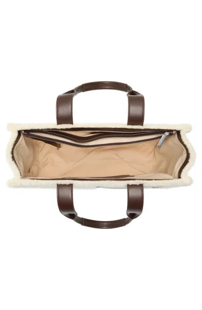 Bcbg Whipstitch Faux Shearling Tote Bag With Pouch