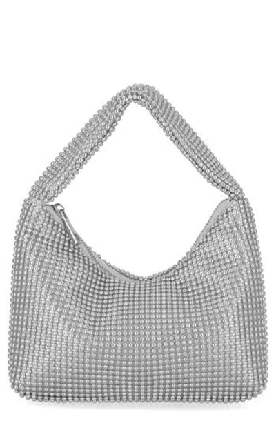 Jessica Mcclintock Ada Crystal Hobo Bag In Silver