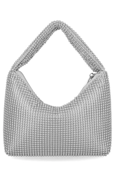 Jessica Mcclintock Ada Crystal Hobo Bag In Silver