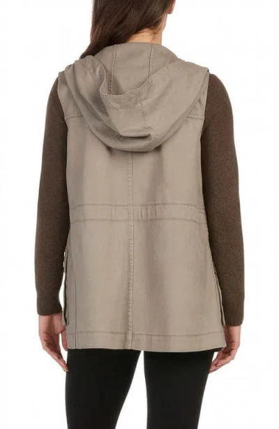 Matty M .  Hooded Military Vest In Brown