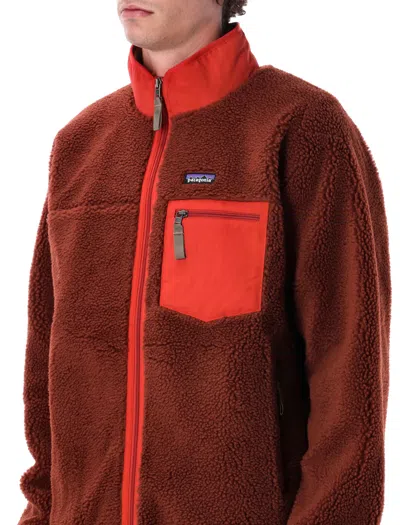 Patagonia Textured Fleece Jacket With Contrasting Accents In Burgundy