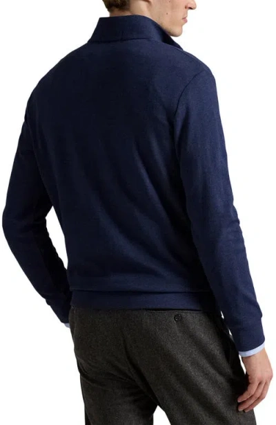 Polo Ralph Lauren Textured Double Knit Quarter Zip Pullover In Blue
