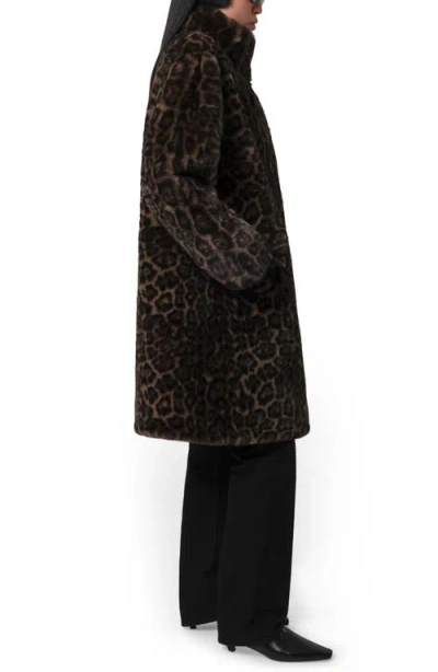 Apparis Blair Dark Leopard Mid-length Coat In Brown
